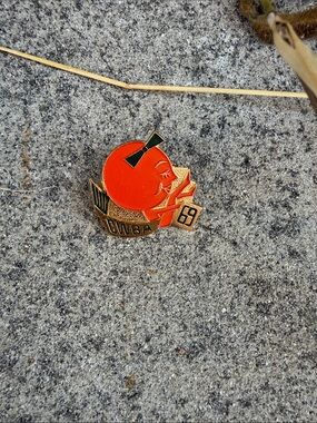 Vintage Orange with Bow Bowling Enamel Pin - CWBA 1965
